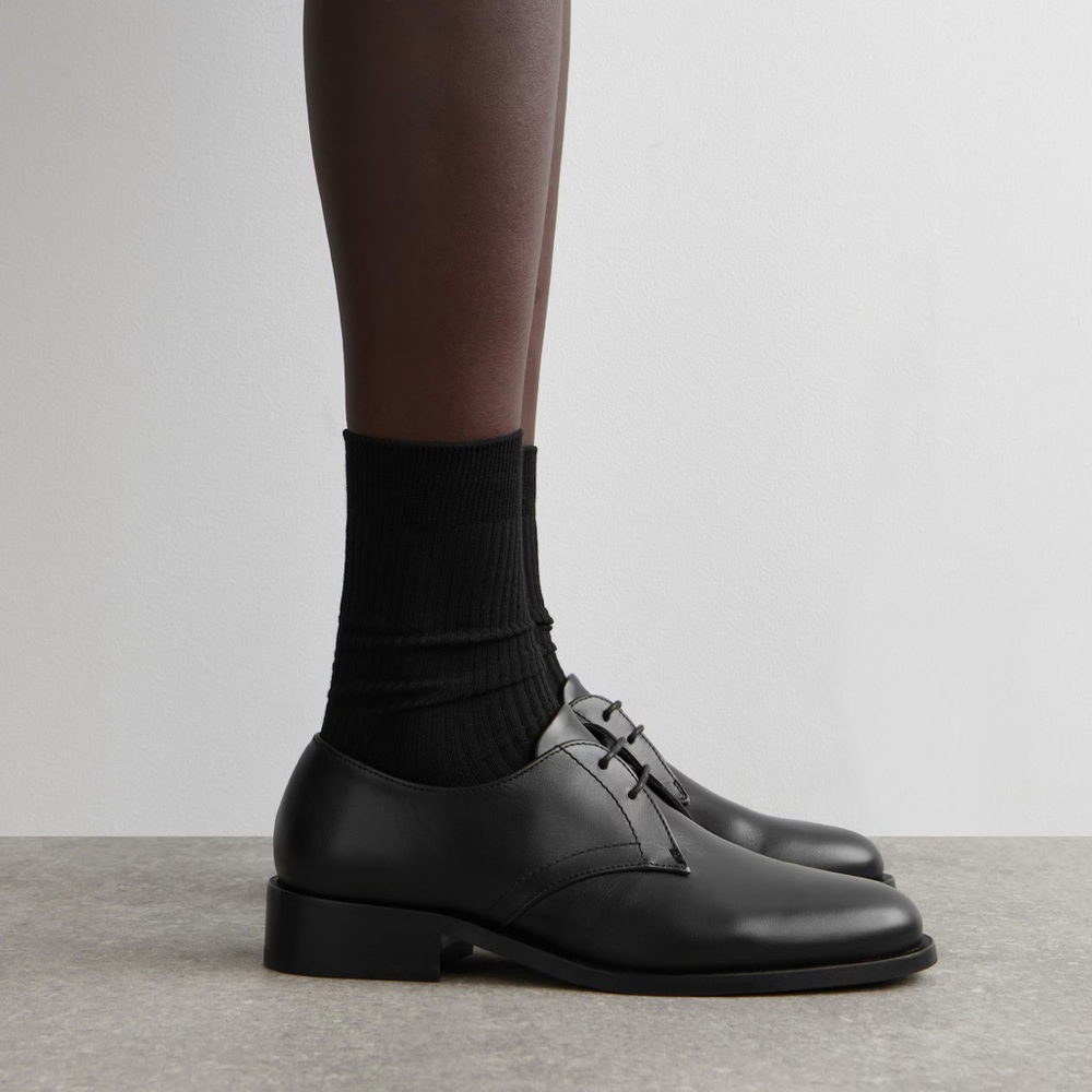 COS Derby Black Leather Shoes Size 38